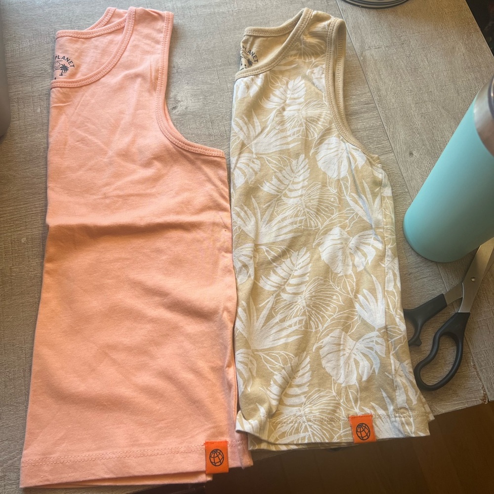 Free Planet Orange and Cream Tank Tops Casual Lightweight NWOT